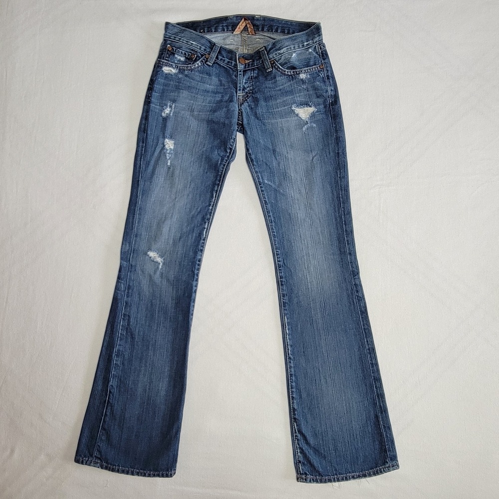 VTG 2000s Lucky Brand Lil Maggie Blue Jeans Women 4 Y2K Distressed Bootcut Boho